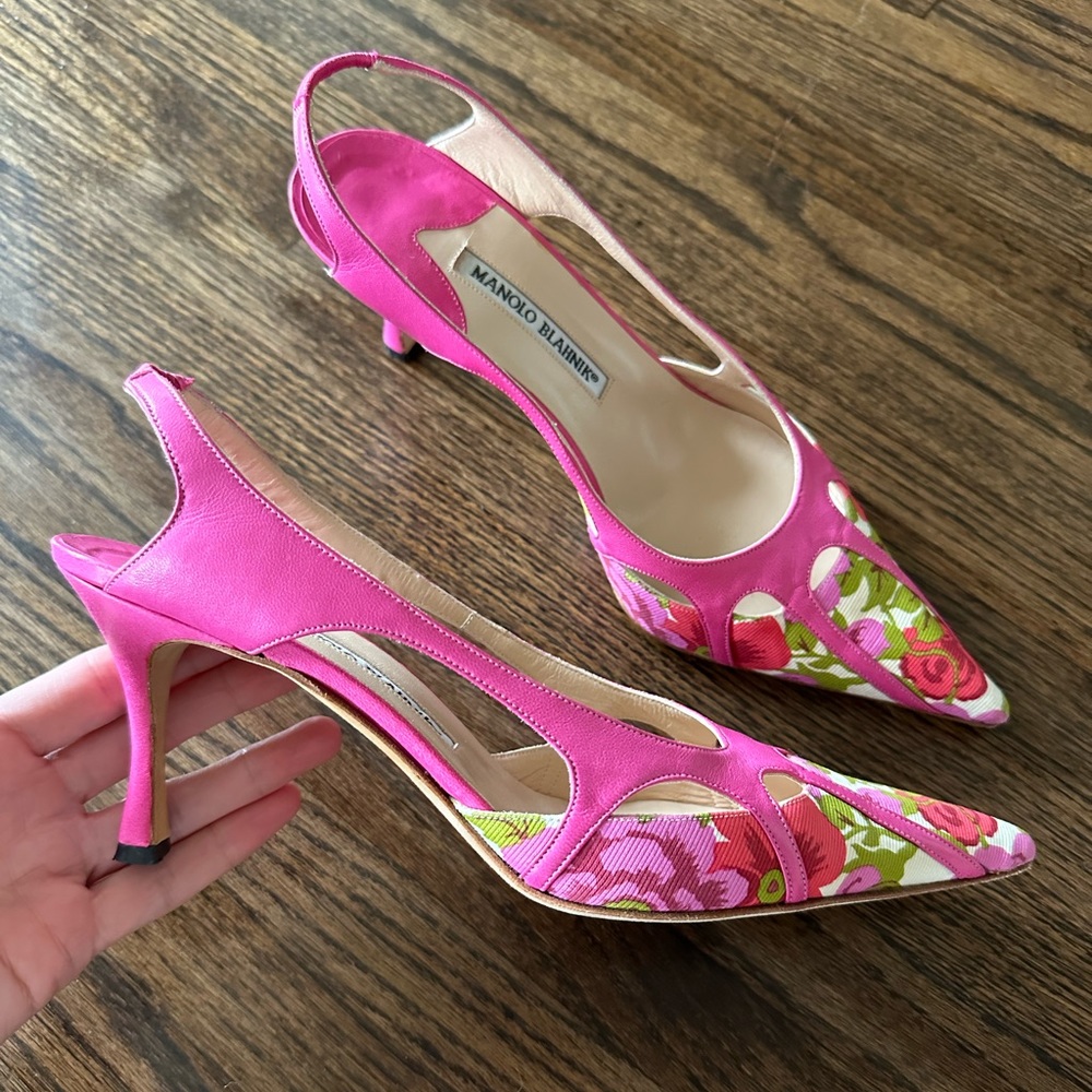 Manolo Blahnik - Pink Floral Slingback